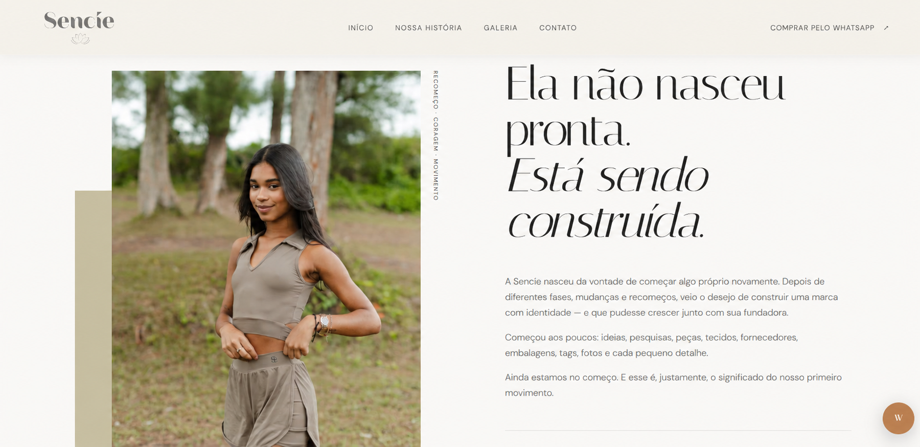 Página da Sencie Activewear